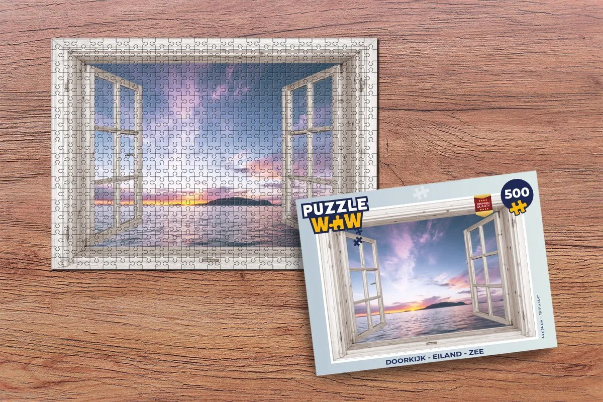 PuzzleWow Doorkijk Eiland Zee Legpuzzel 500 Stuks - Multicolor