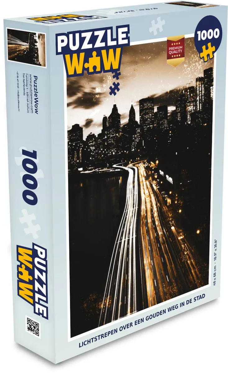 PuzzleWow Snelweg Steden Legpuzzel 1000 Stuks - Multicolor
