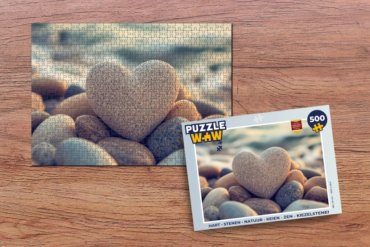 PuzzleWow Zen Puzzel Hart 500 Stukjes - Natuurstenen