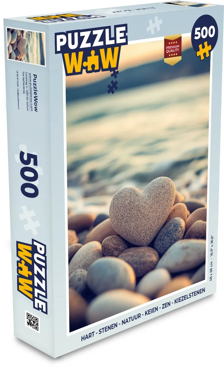 PuzzleWow Zen Puzzel Hart 500 Stukjes - Natuurstenen