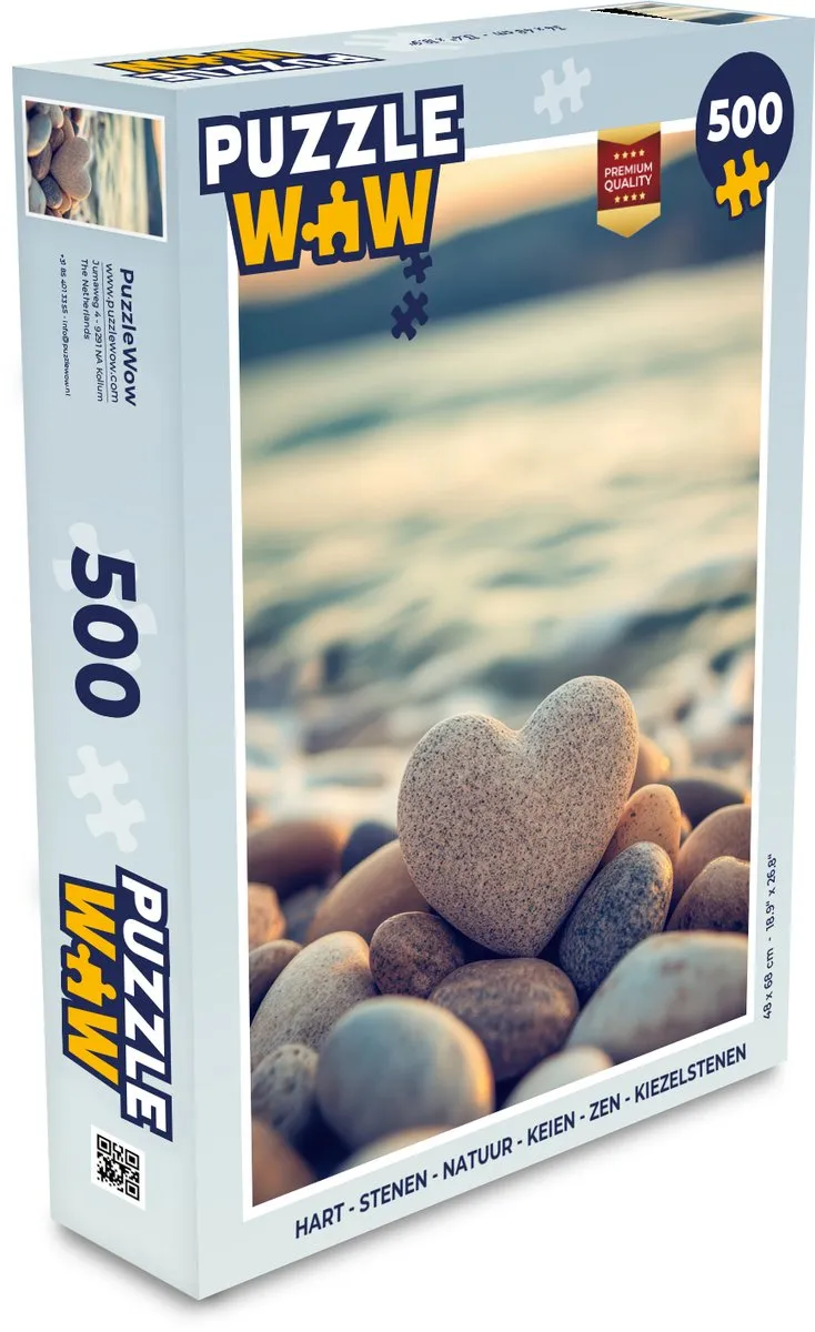 PuzzleWow Zen Puzzel Hart 500 Stukjes - Natuurstenen