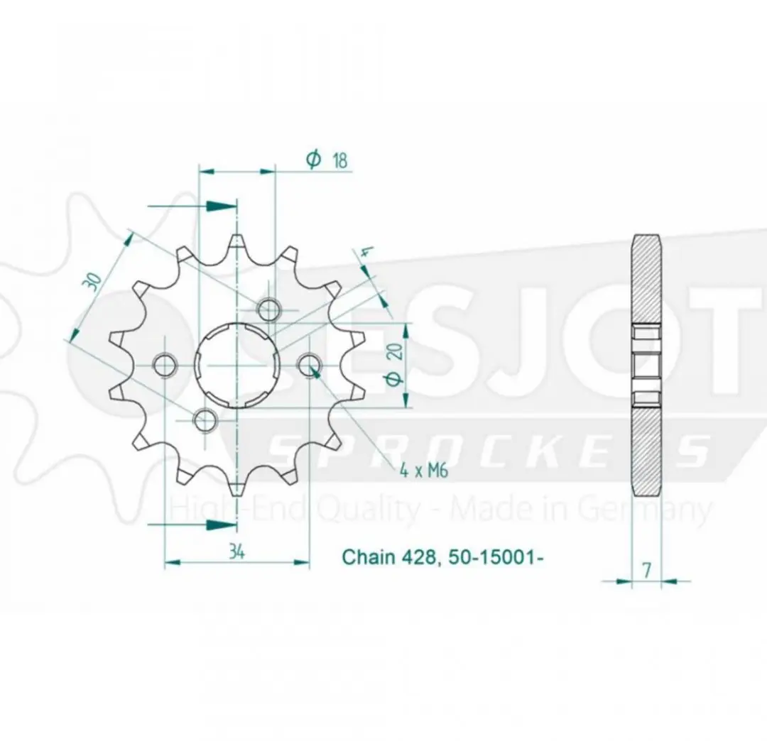 Kit chaîne Regina pour moto Daelim 100 Altino 1999 à 2003 14x40 Pas 428 Alésa