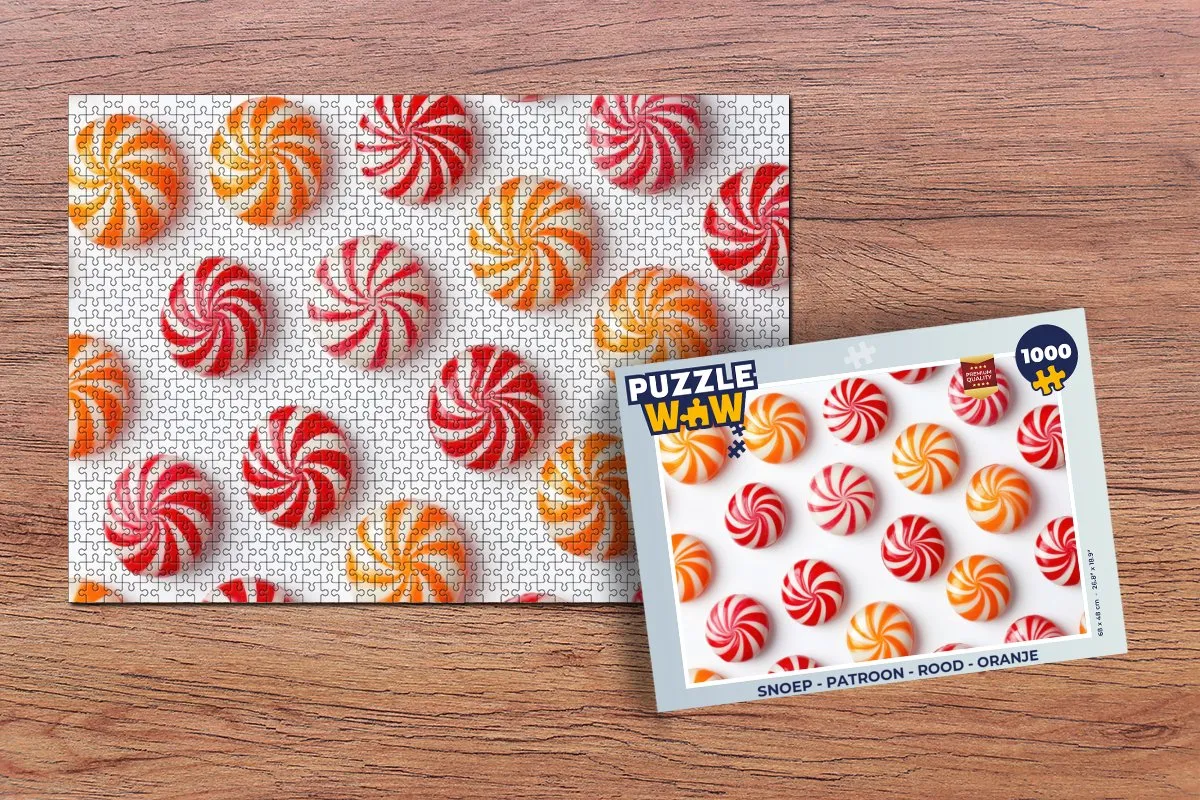 PuzzleWow Snoep Patroon Legpuzzel 1000 Stuks - Rood/ Oranje