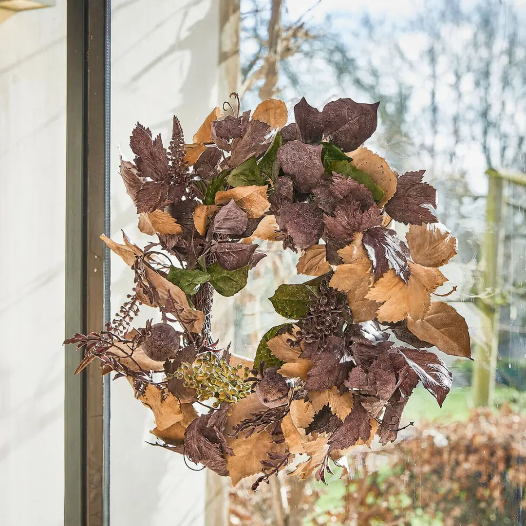 Loberon Krans Yvorie - 55cm - Bruin/Groen/Rood - afbeelding 3 van 6