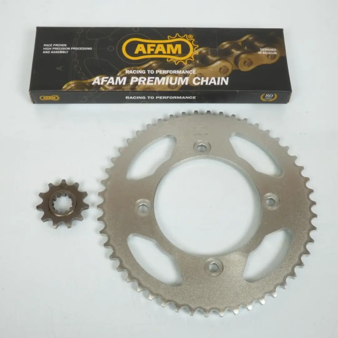 Kit chaîne Afam pour Moto Beta 50 Rr Motard Track 2012 à 2017 11x50 pas 420 Ne