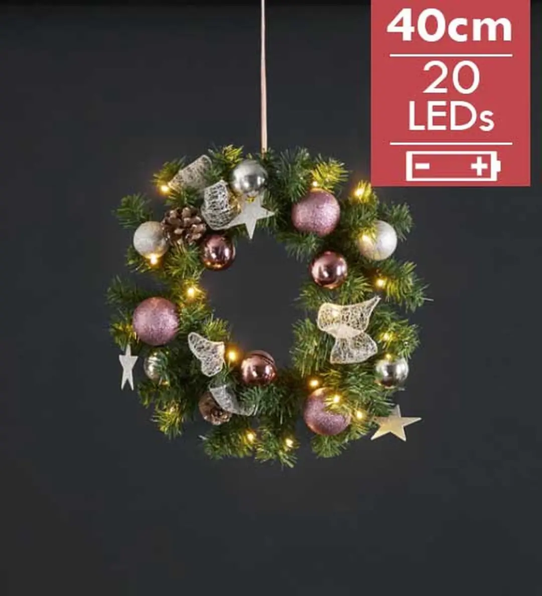 Star Trading Kerstkrans Roze 40cm