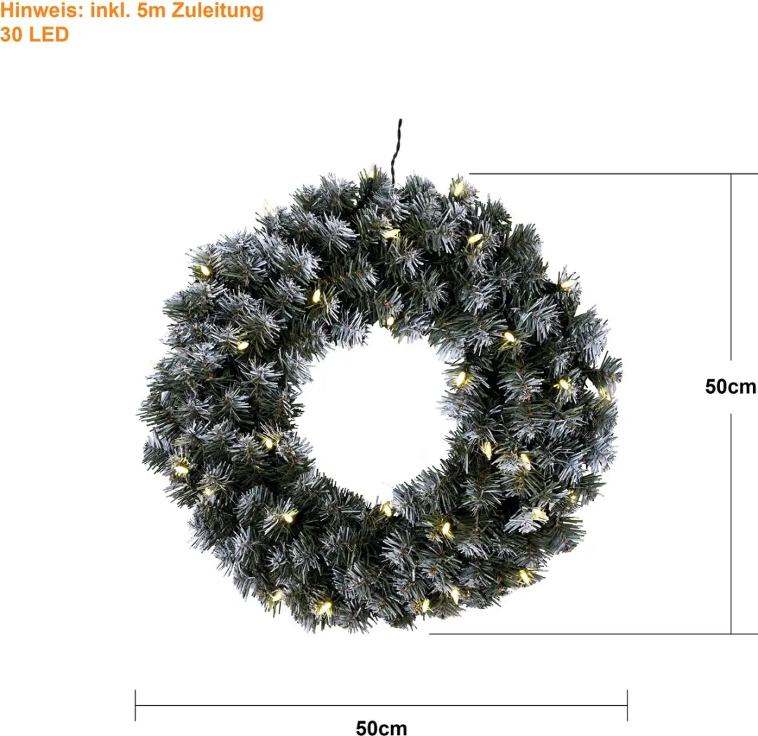 Star Trading Edmonton Verlichte Kerstkrans 50cm - Groen - afbeelding 5 van 6
