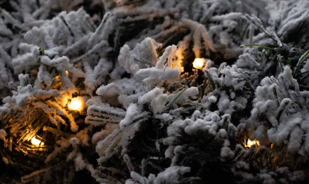 Lumineo Kerstkrans 50cm - Groen/Wit - Sneeuweffect - afbeelding 5 van 6