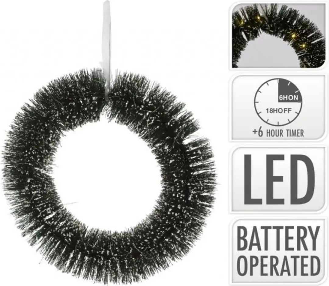Krans 40cm met sneeuw 30 LED