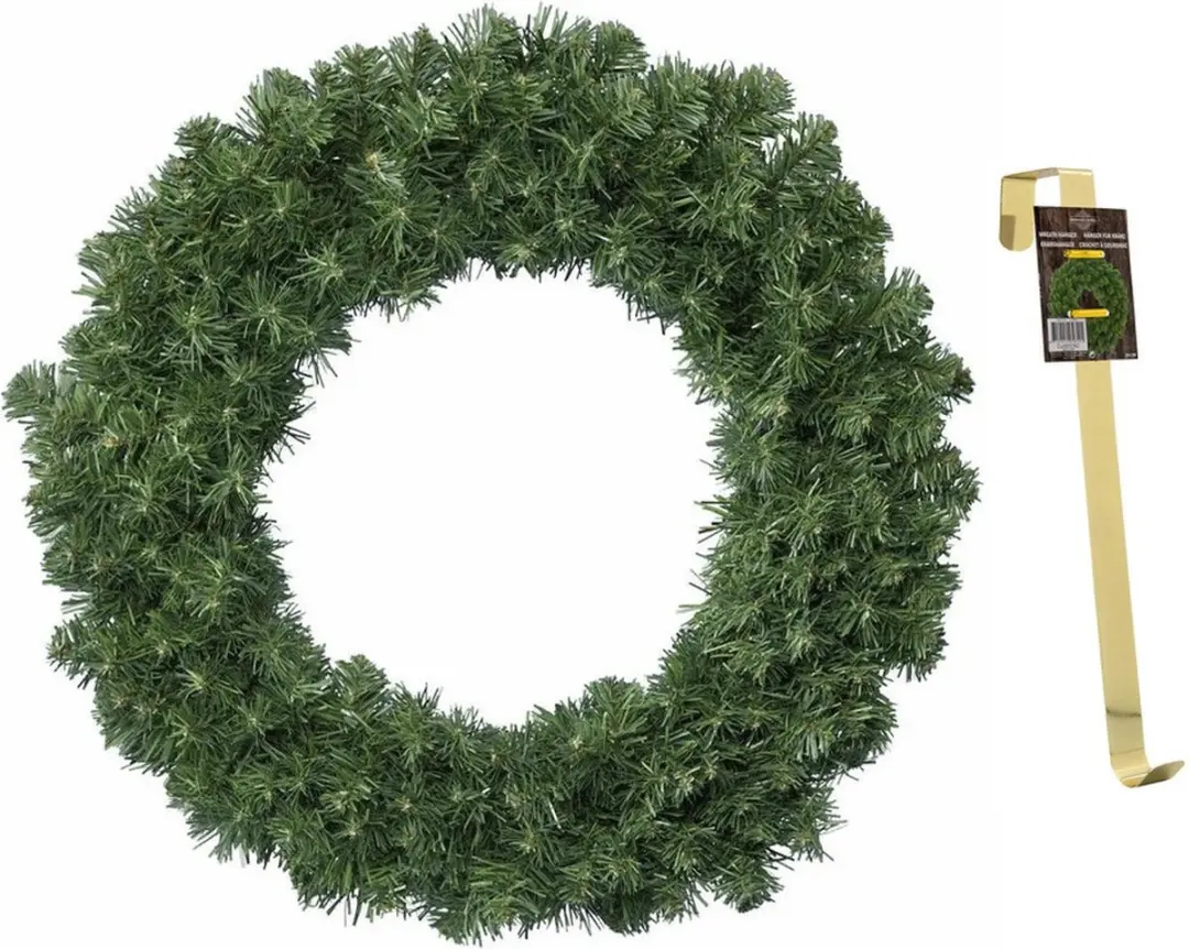 Groene kerstkransen/dennenkransen 50 cm kerstversiering met gouden hanger