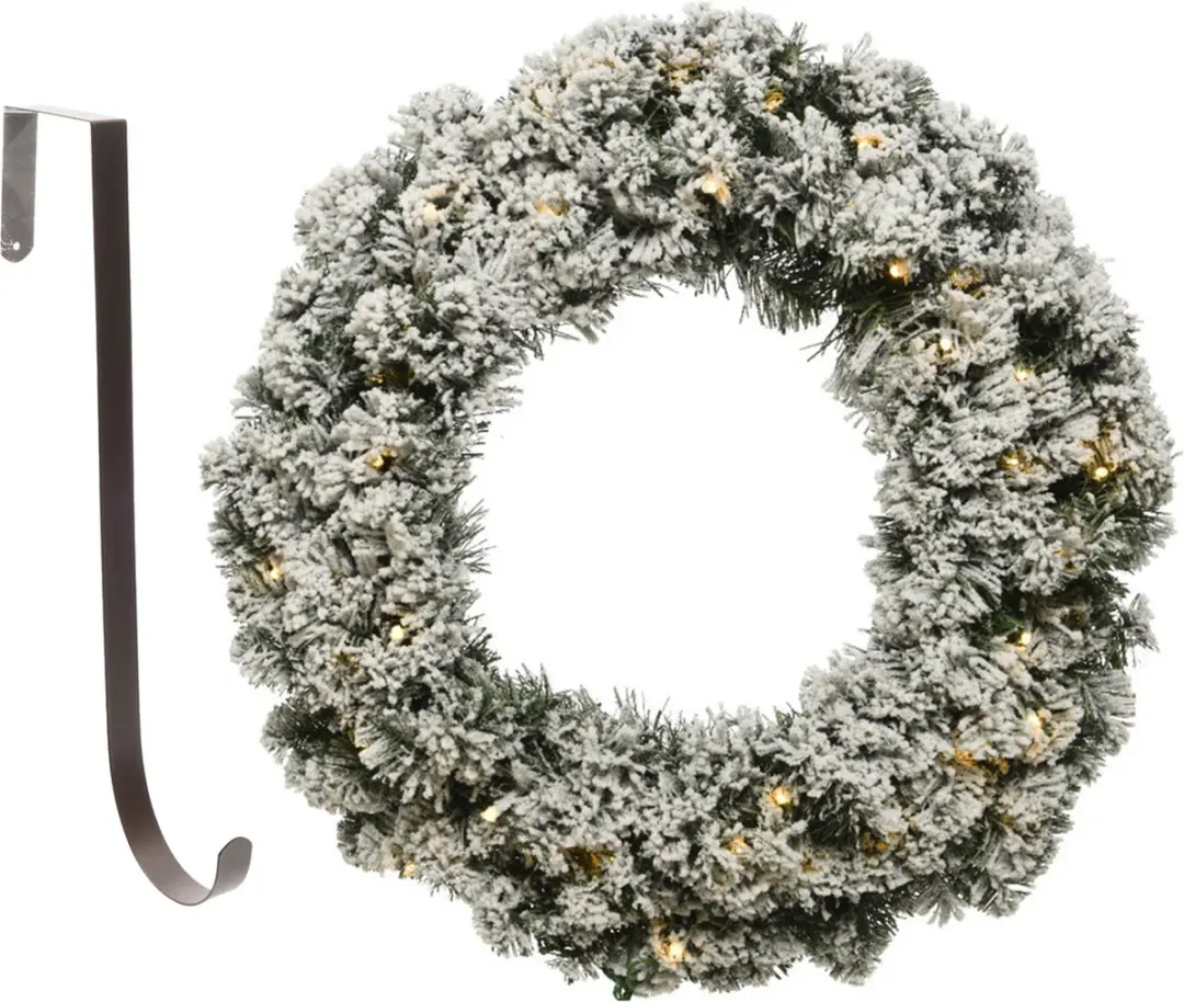 Kerstkrans besneeuwd