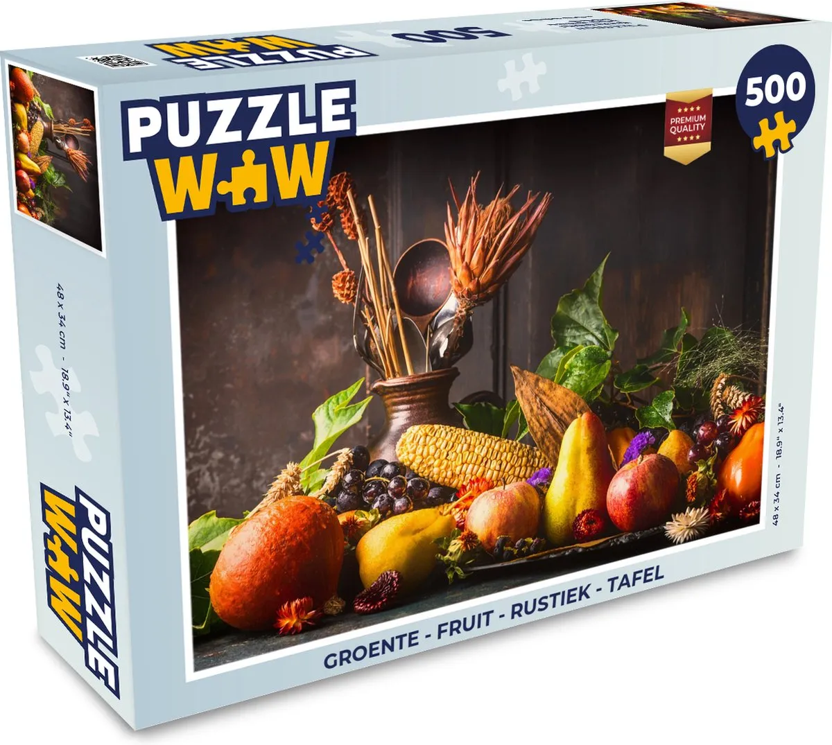 PuzzleWow Groente & Fruit Tafelpuzzel 500 Stuks - Multicolor