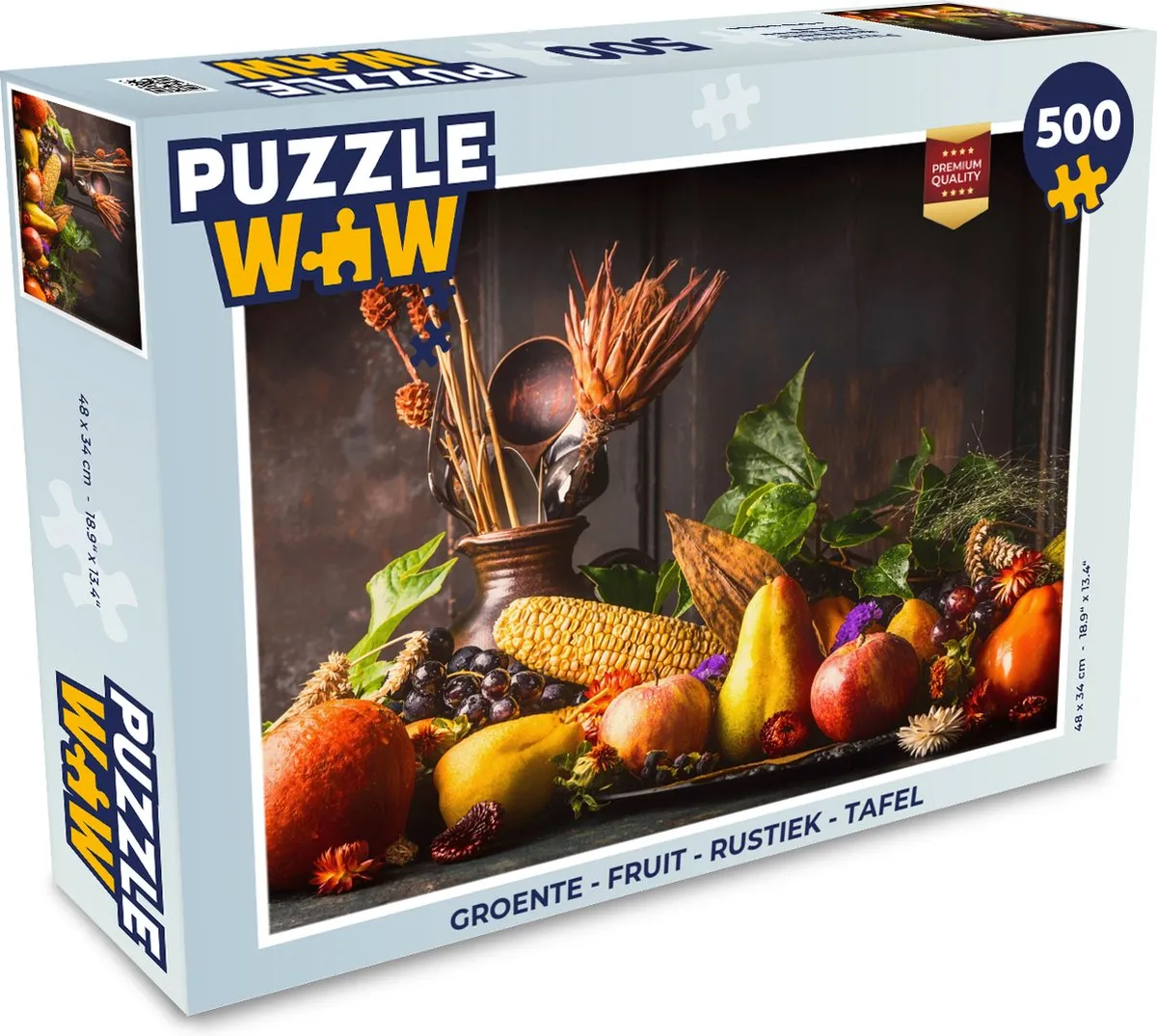 PuzzleWow Groente & Fruit Tafelpuzzel 500 Stuks - Multicolor