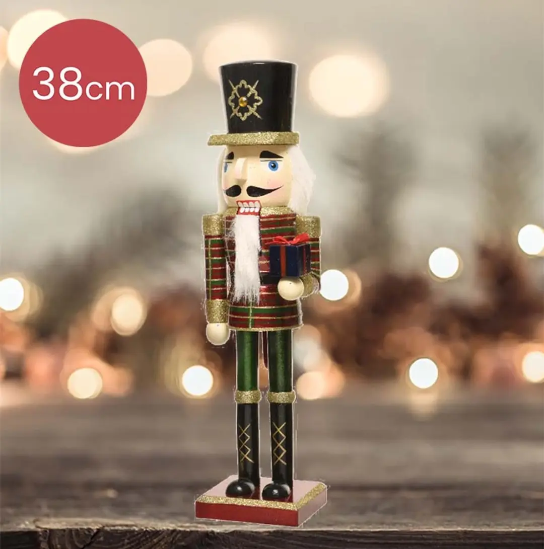 Notenkraker groen rood met cadeautje