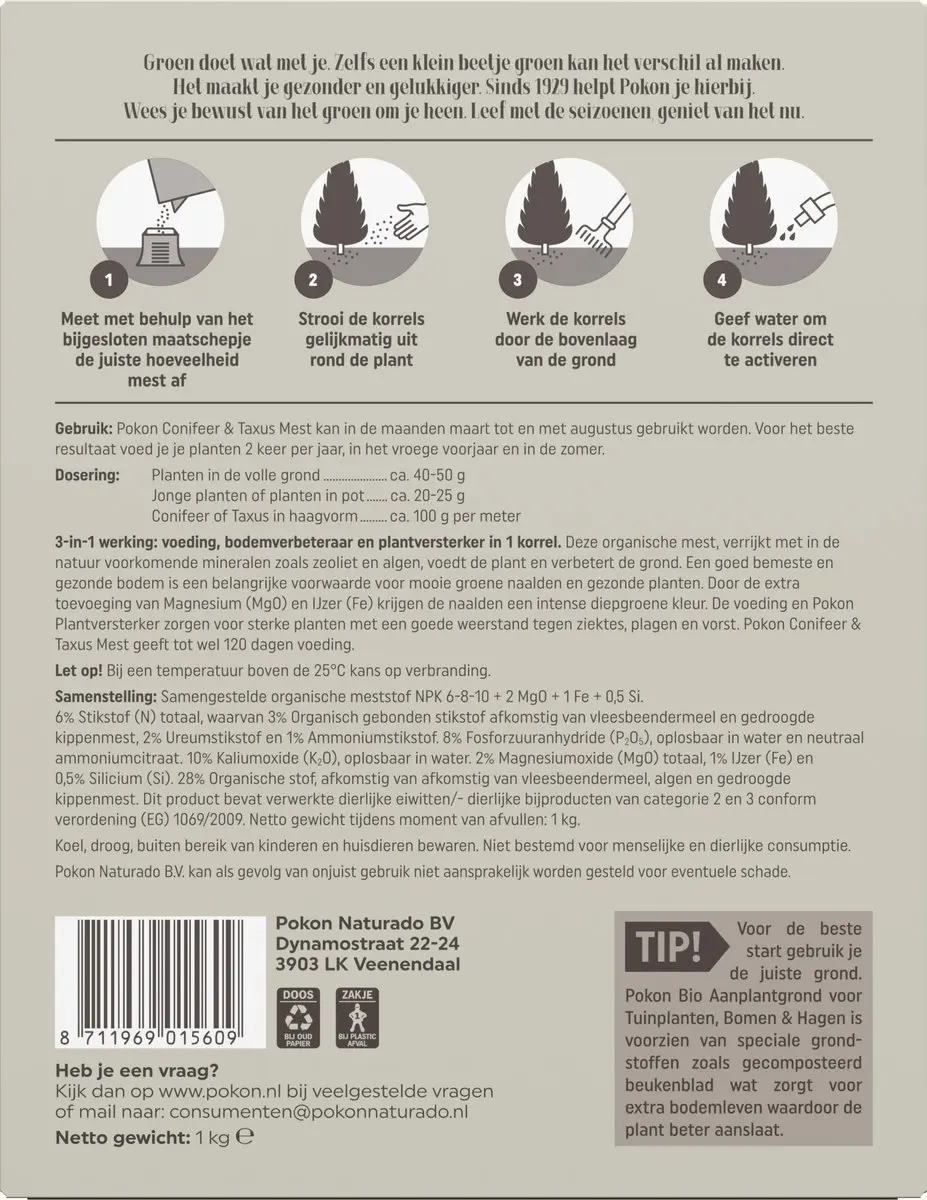 Pokon Conifeer & Taxus Mest 1kg - afbeelding 3 van 4