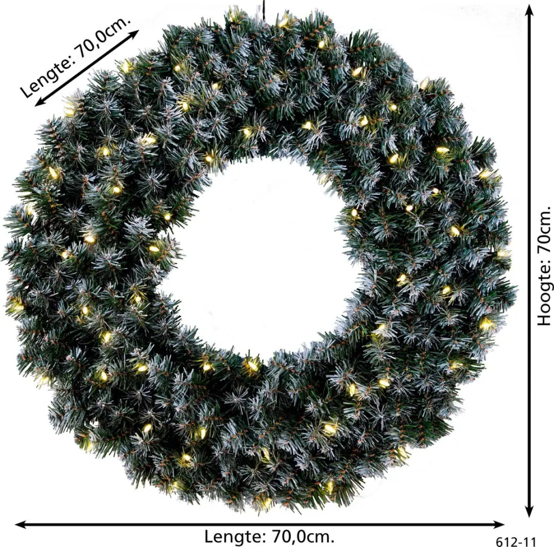 Star Trading Edmonton Verlichte Kerstkrans 70cm - Groen - afbeelding 4 van 6