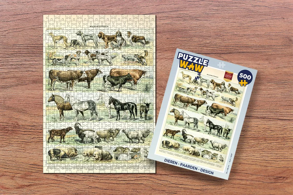 PuzzleWow Dieren Illustratie Vintage Adolphe Millot Legpuzzel 500 Stuks - Multicolor