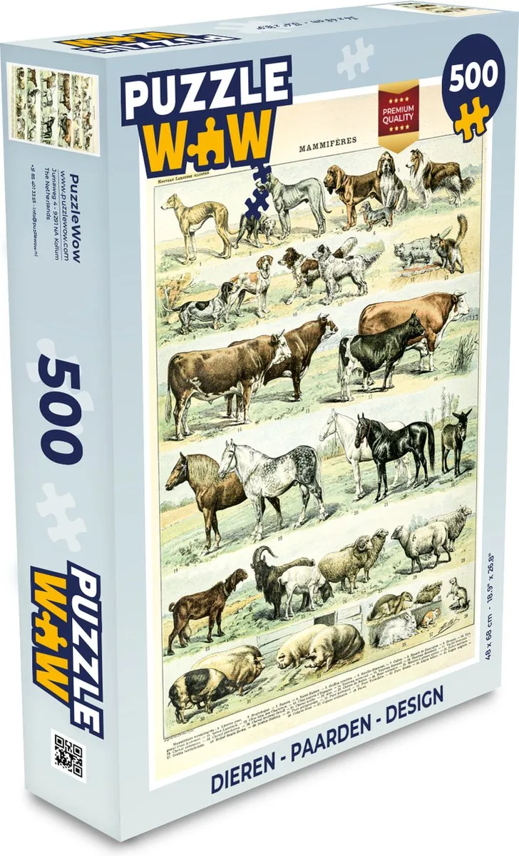 PuzzleWow Dieren Illustratie Vintage Adolphe Millot Legpuzzel 500 Stuks