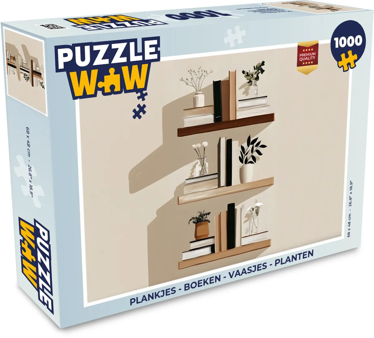 PuzzleWow Legpuzzel 1000 Stuks - Boeken/Planten/Vaasjes
