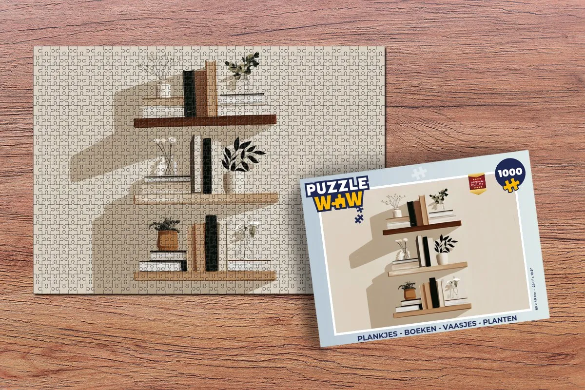 PuzzleWow Legpuzzel 1000 Stuks - Boeken/Planten/Vaasjes