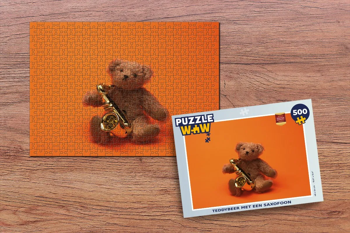 PuzzleWow Teddybeer met Saxofoon Legpuzzel 500 Stuks - Multicolor