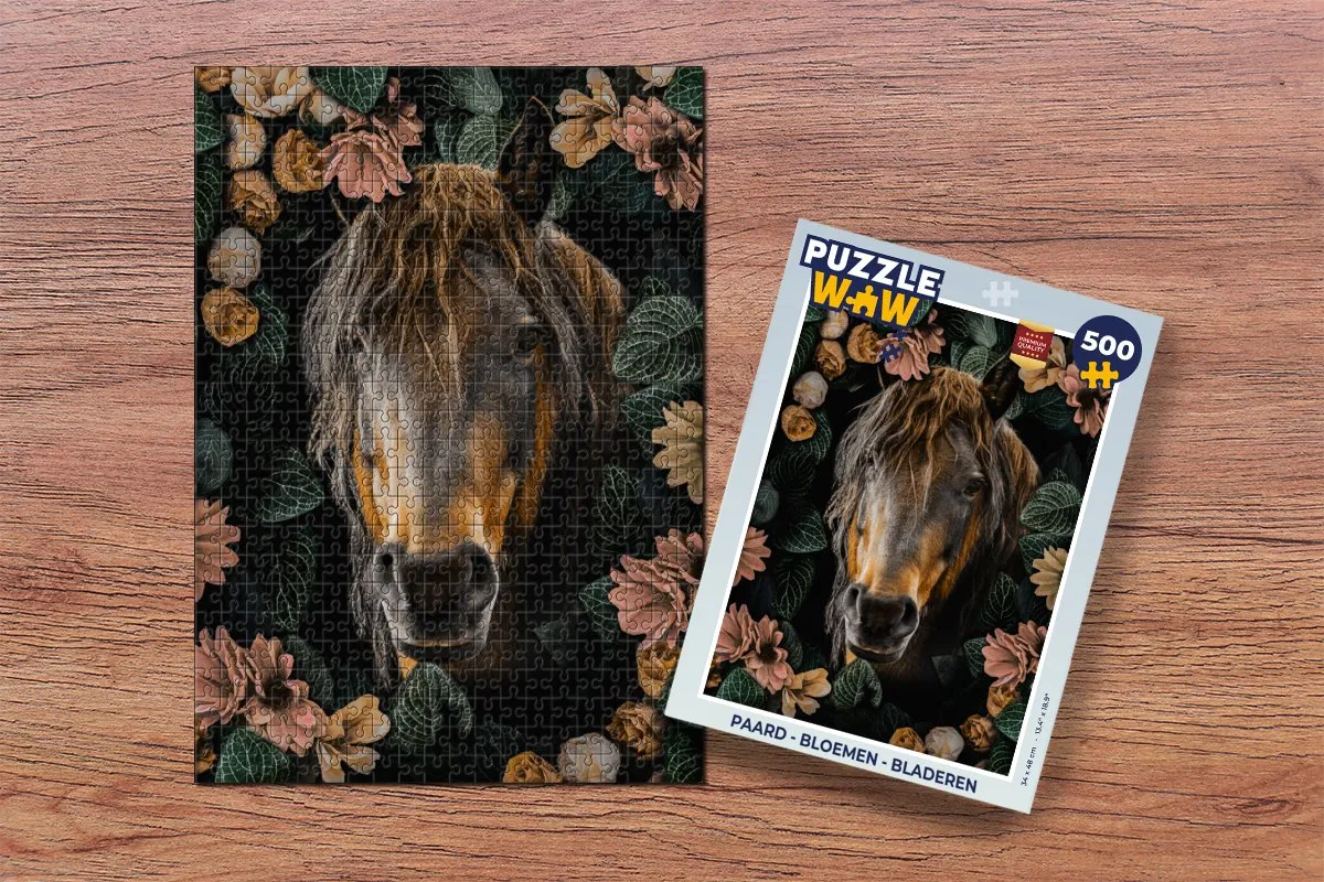 PuzzleWow Paard Bloemen Legpuzzel 500 Stuks - Multicolor