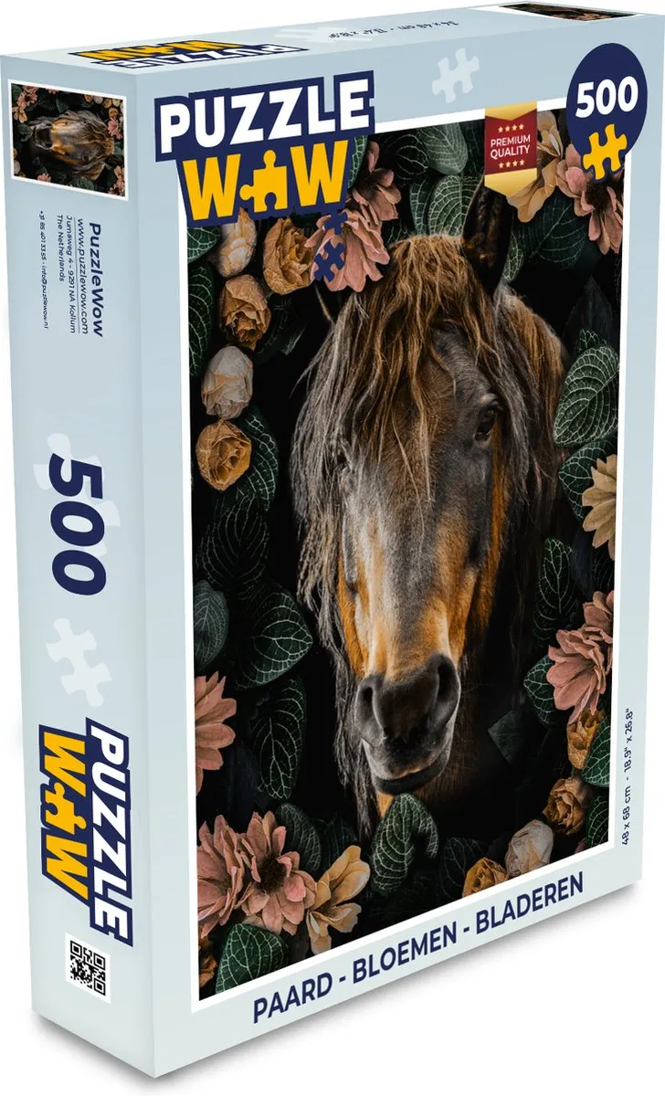 PuzzleWow Paard Bloemen Legpuzzel 500 Stuks
