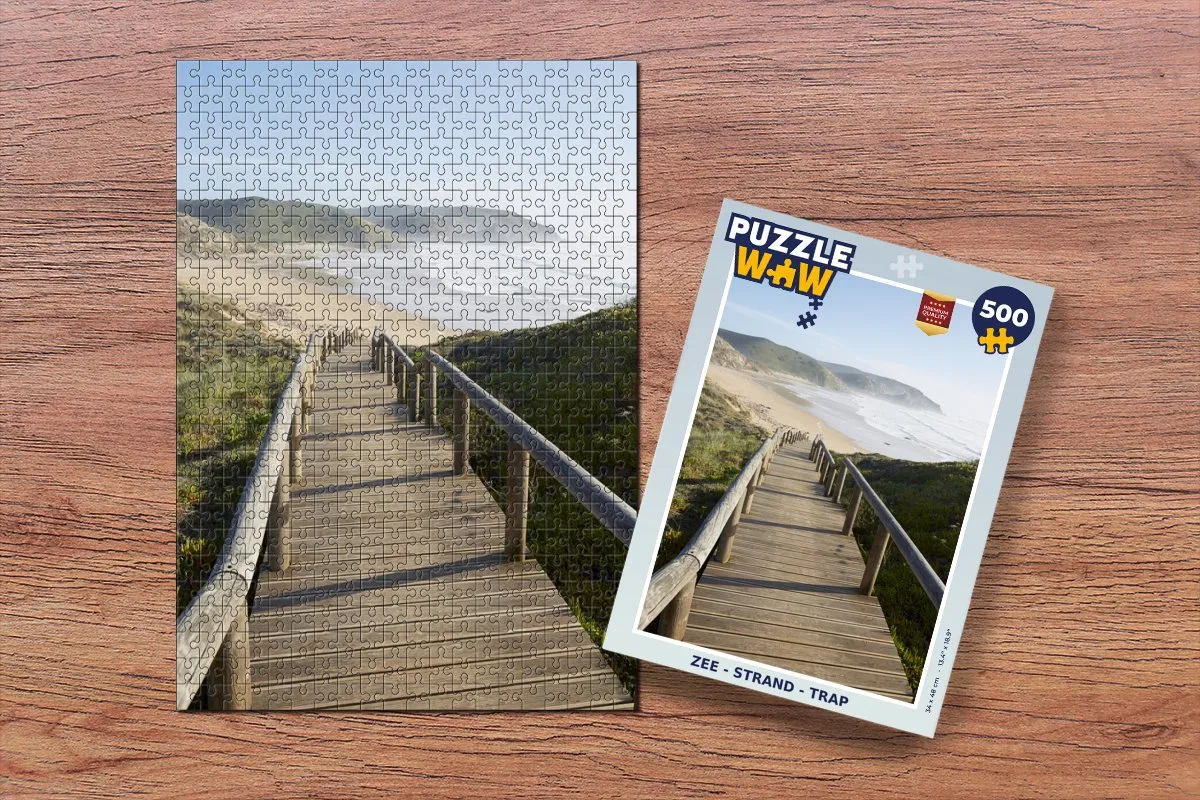 PuzzleWow Zee Strand Trap Legpuzzel 500 Stuks - Multicolor