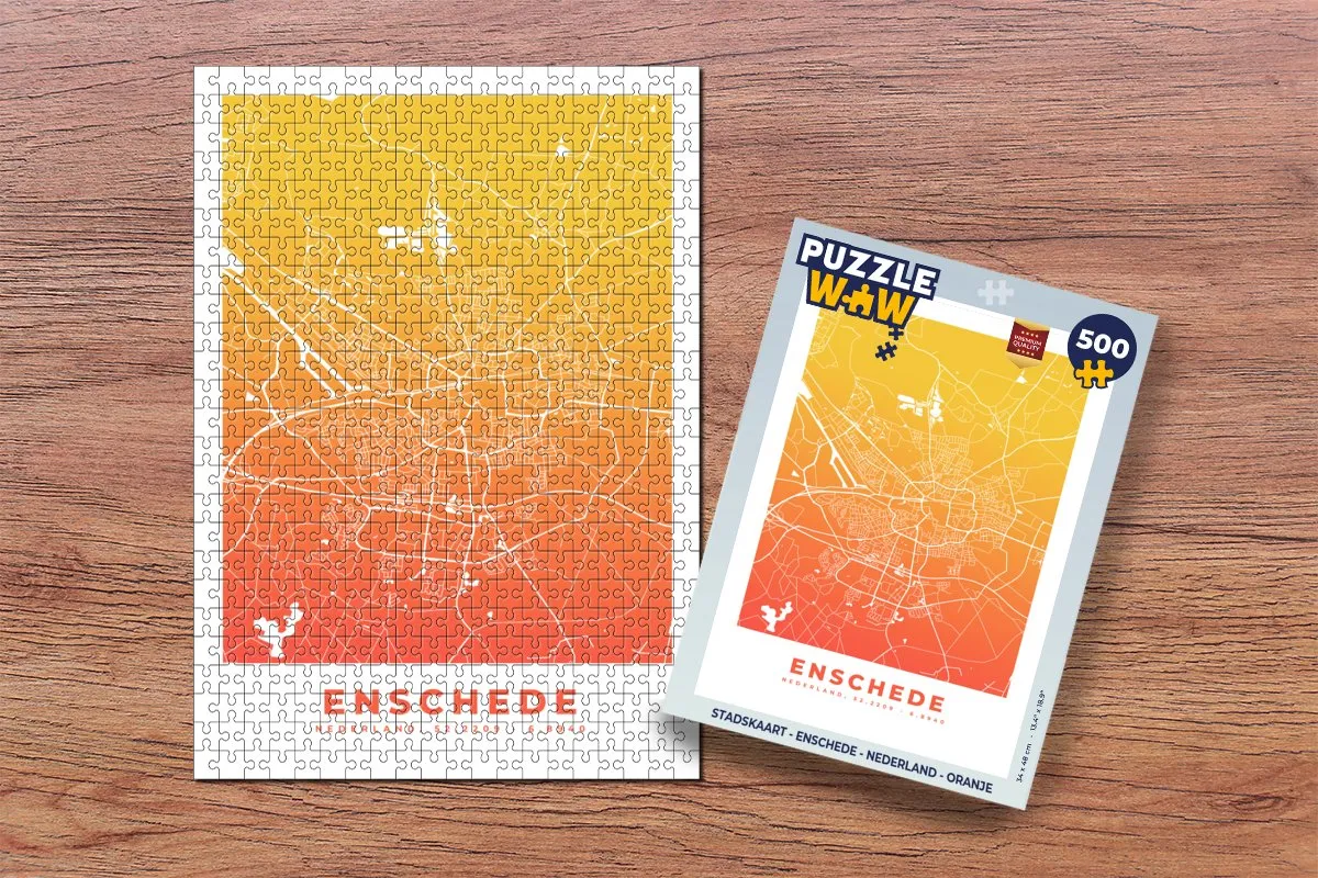 PuzzleWow Stadskaart Enschede Nederland Legpuzzel 500 Stuks - Multicolor
