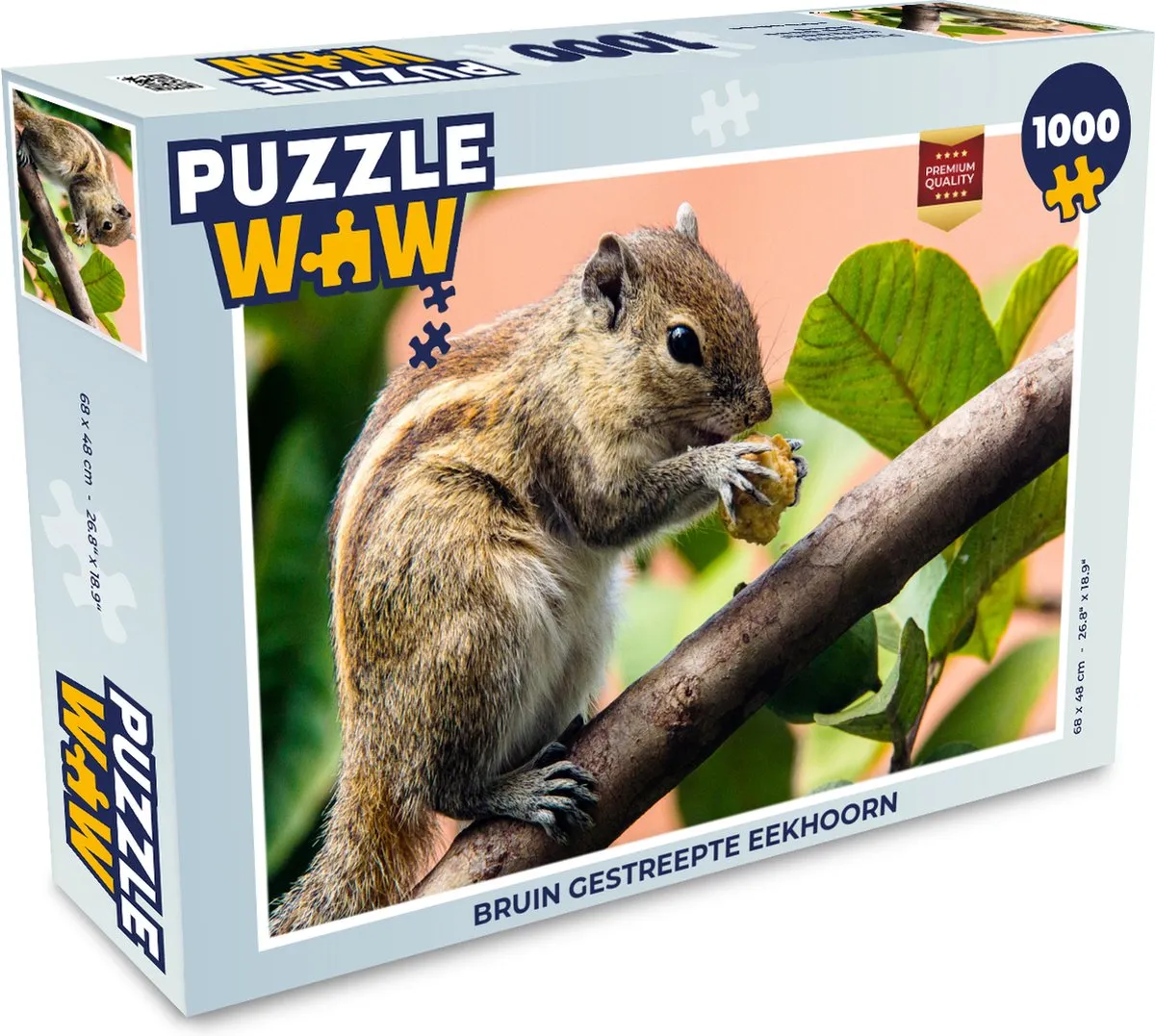 PuzzleWow Legpuzzel Bruin gestreepte eekhoorn 1000 Stuks