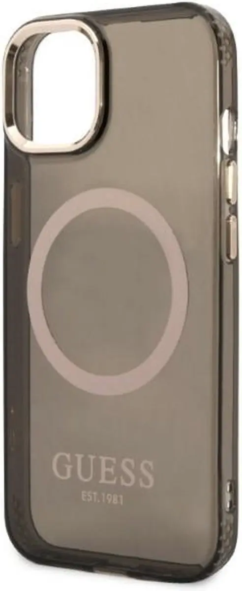 Guess Gold Outline iPhone 13 Hoesje - MagSafe - Zwart/Goud