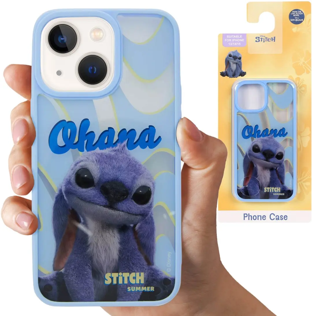 Disney Stitch Blauw telefoonhoesje voor Apple Iphone 13/14/15, BESCHERMD hoesje,