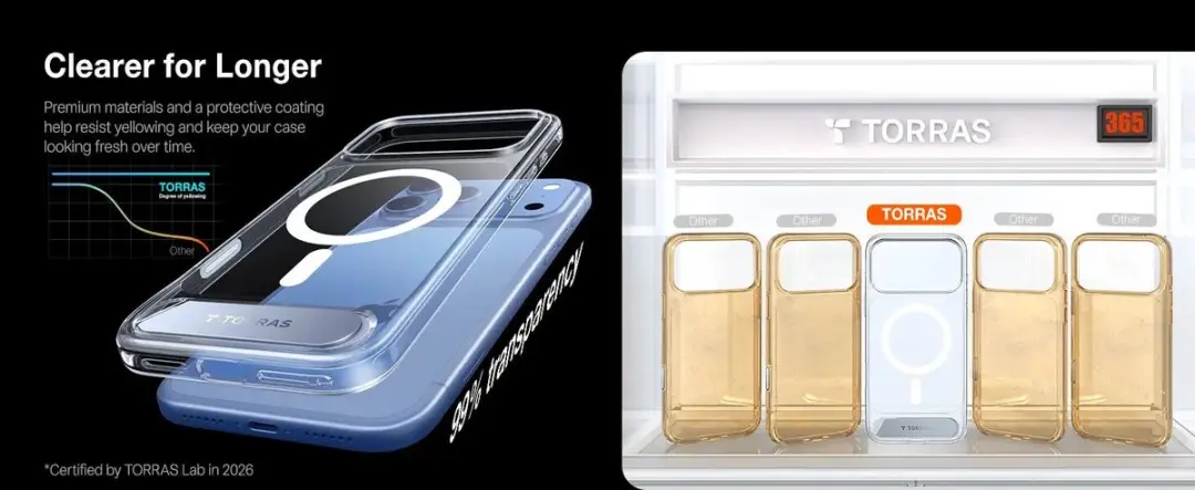 Torras Ostand Magnetic Hoesje iPhone 18 Pro - Transparant