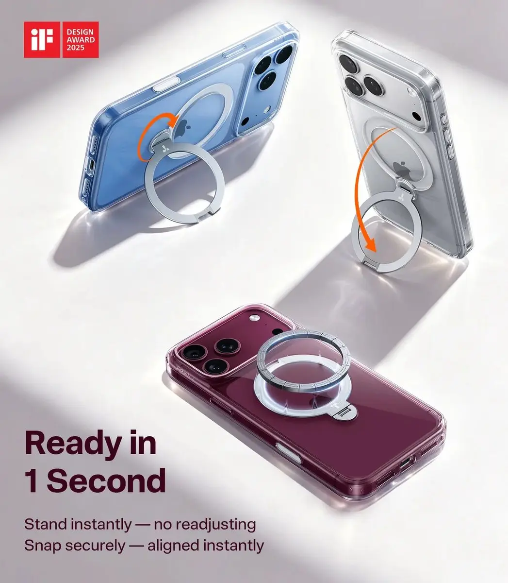Torras UPro Ostand Q3 Spin Hoesje iPhone 18 Pro - Transparant