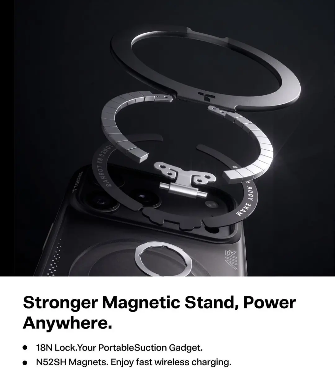 Torras Ostand Q3 Air Spin Hoesje iPhone 18 Pro - MagSafe/Zwart