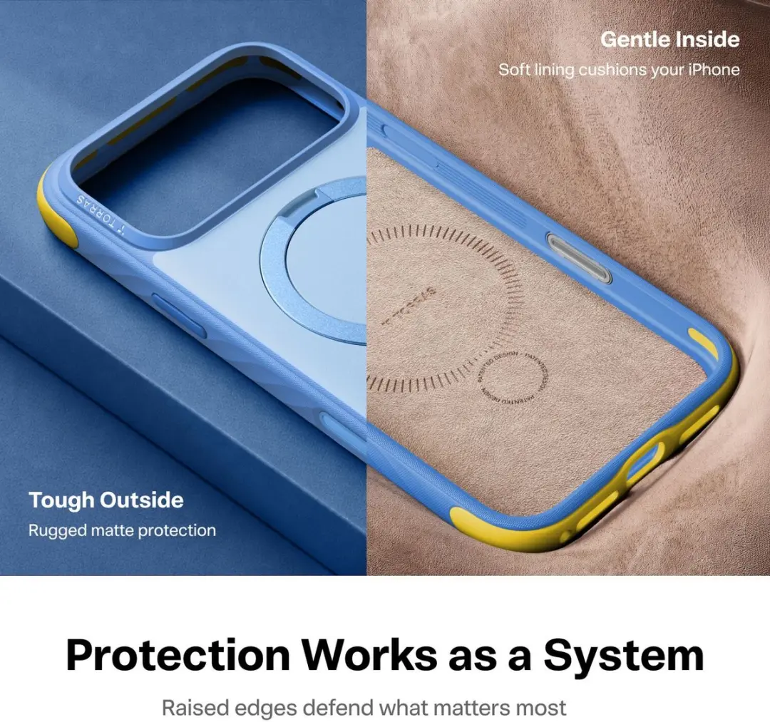 Torras Ostand Q3 Hoesje iPhone 18 Pro - Blauw - MagSafe