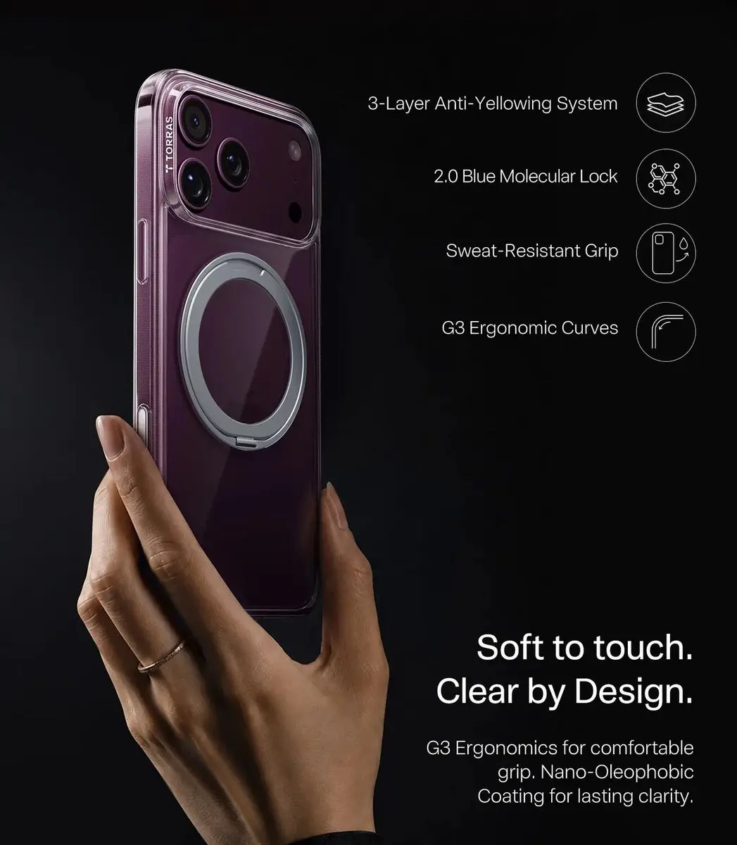 Torras UPro Ostand O1 Guardian Hoesje - iPhone 18 Pro - Clear
