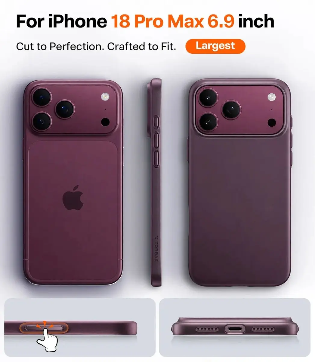 Torras Origin Fit Mag Hoesje iPhone 18 Pro Max - Paars