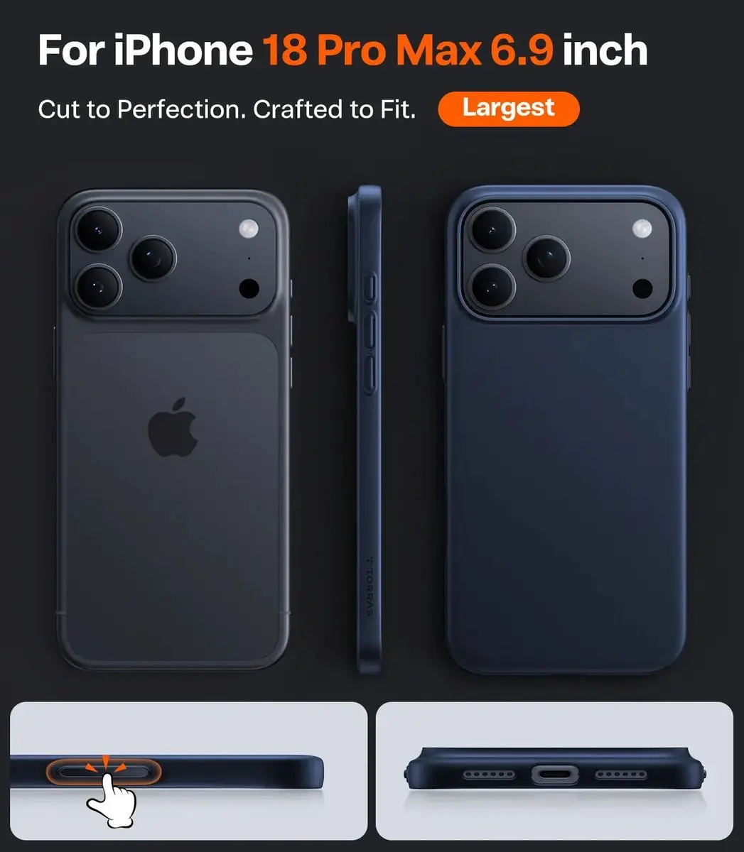 Torras Origin Fit Mag Hoesje iPhone 18 Pro Max - Blauw