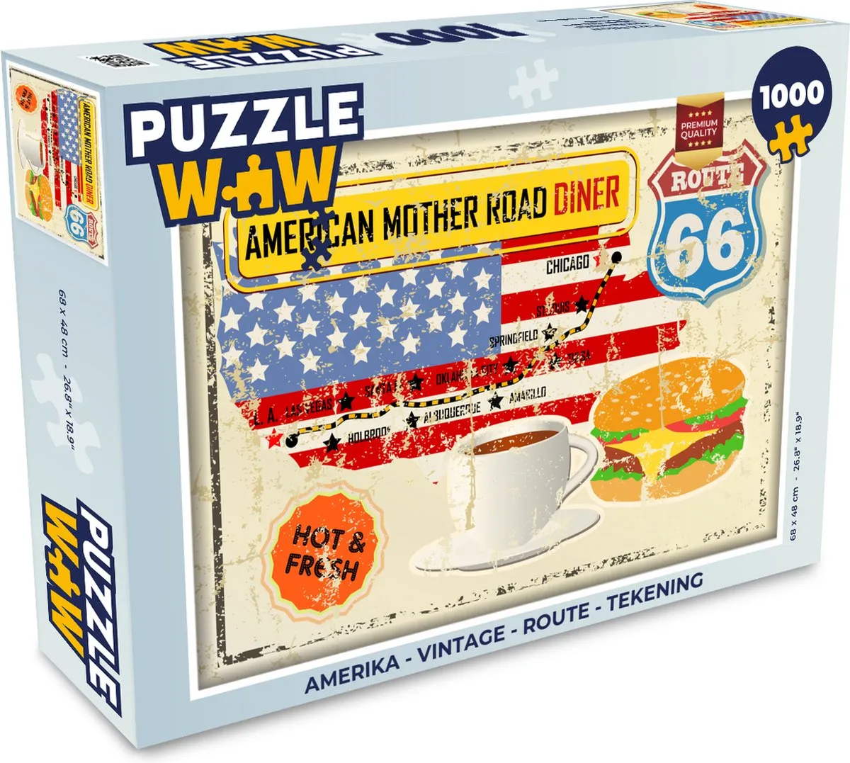 PuzzleWow Amerika Vintage Route Legpuzzel 1000 Stuks