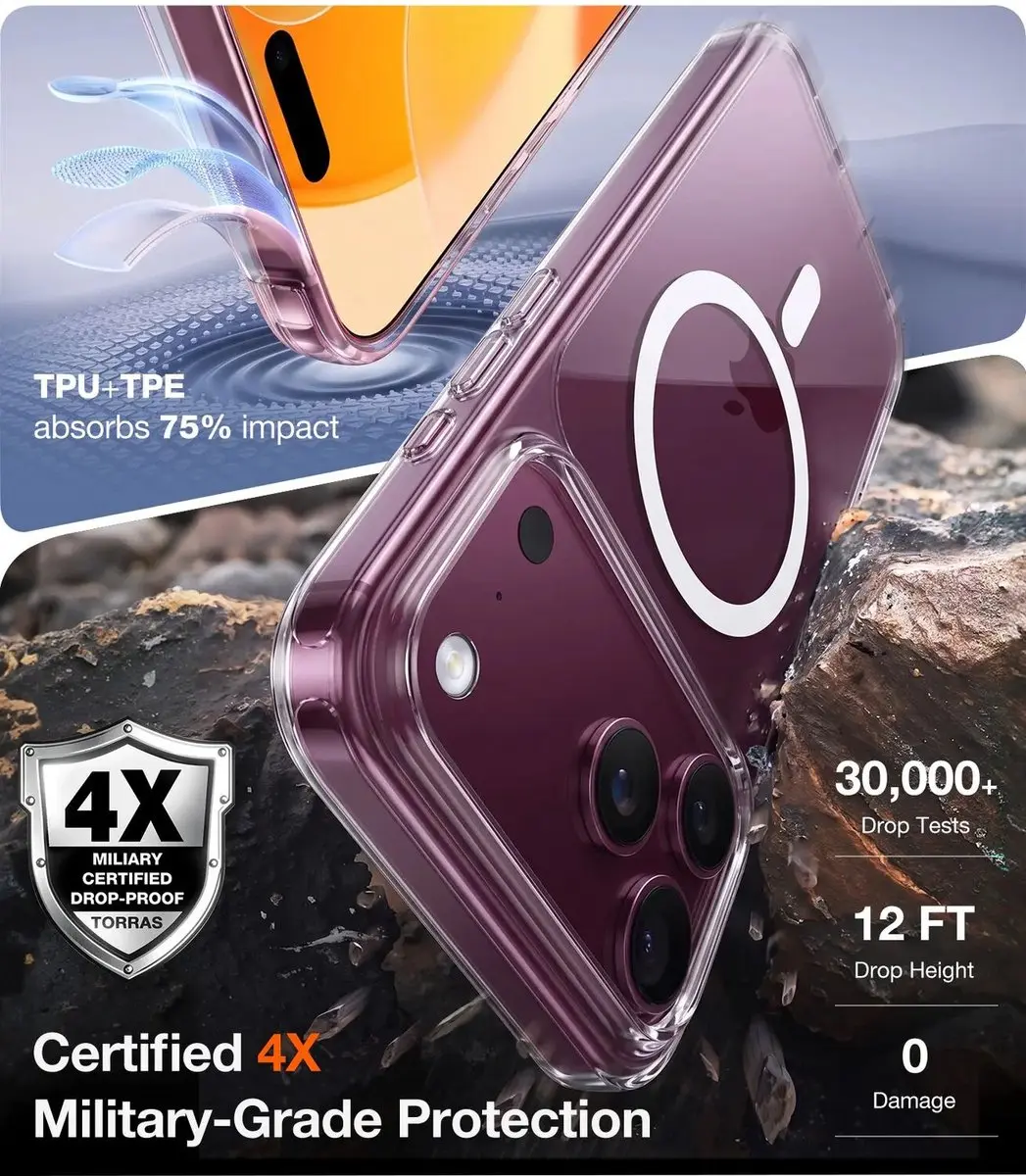 Torras Guardian-Mag Hoesje iPhone 18 Pro Max - Transparant