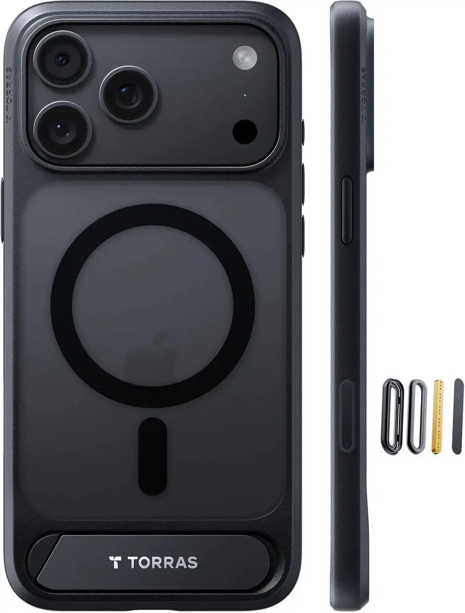 Torras Ostand Magnetic Hoesje iPhone 18 Pro Max - Zwart