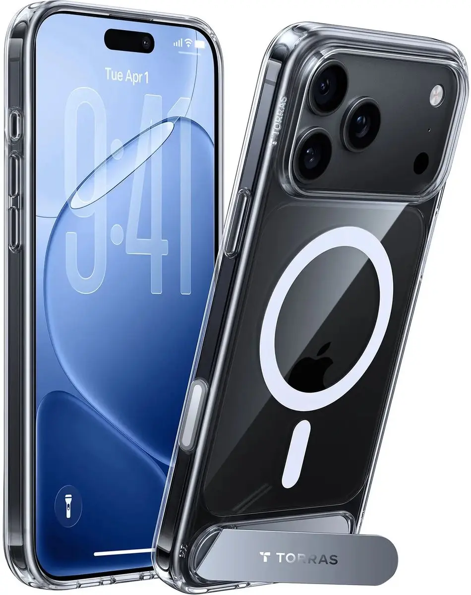 Torras Ostand Magnetic Hoesje iPhone 18 Pro Max - Transparant