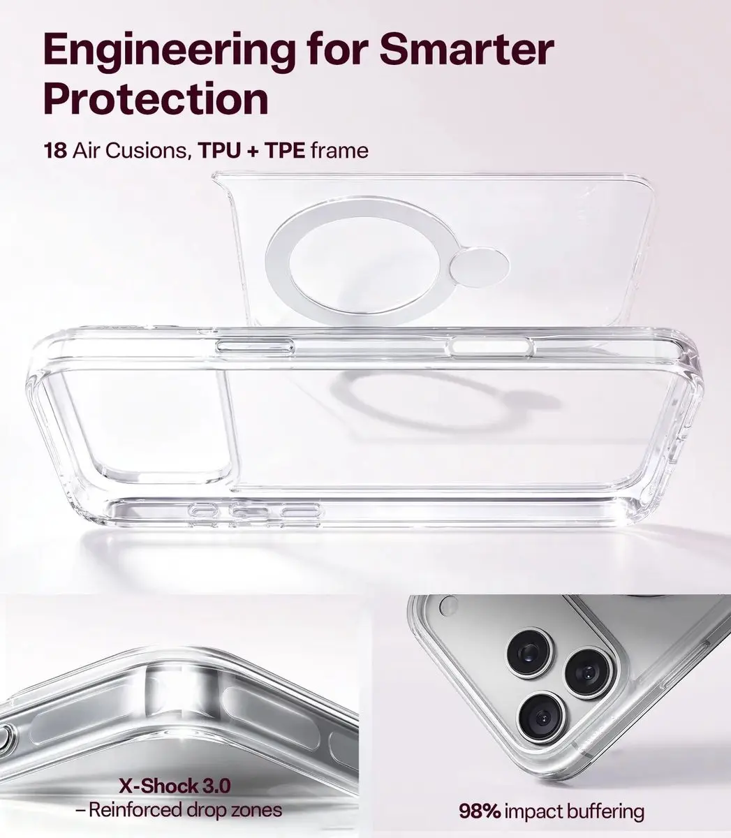 Torras UPro Ostand Q3 Spin Hoesje iPhone 18 Pro Max - Transparant