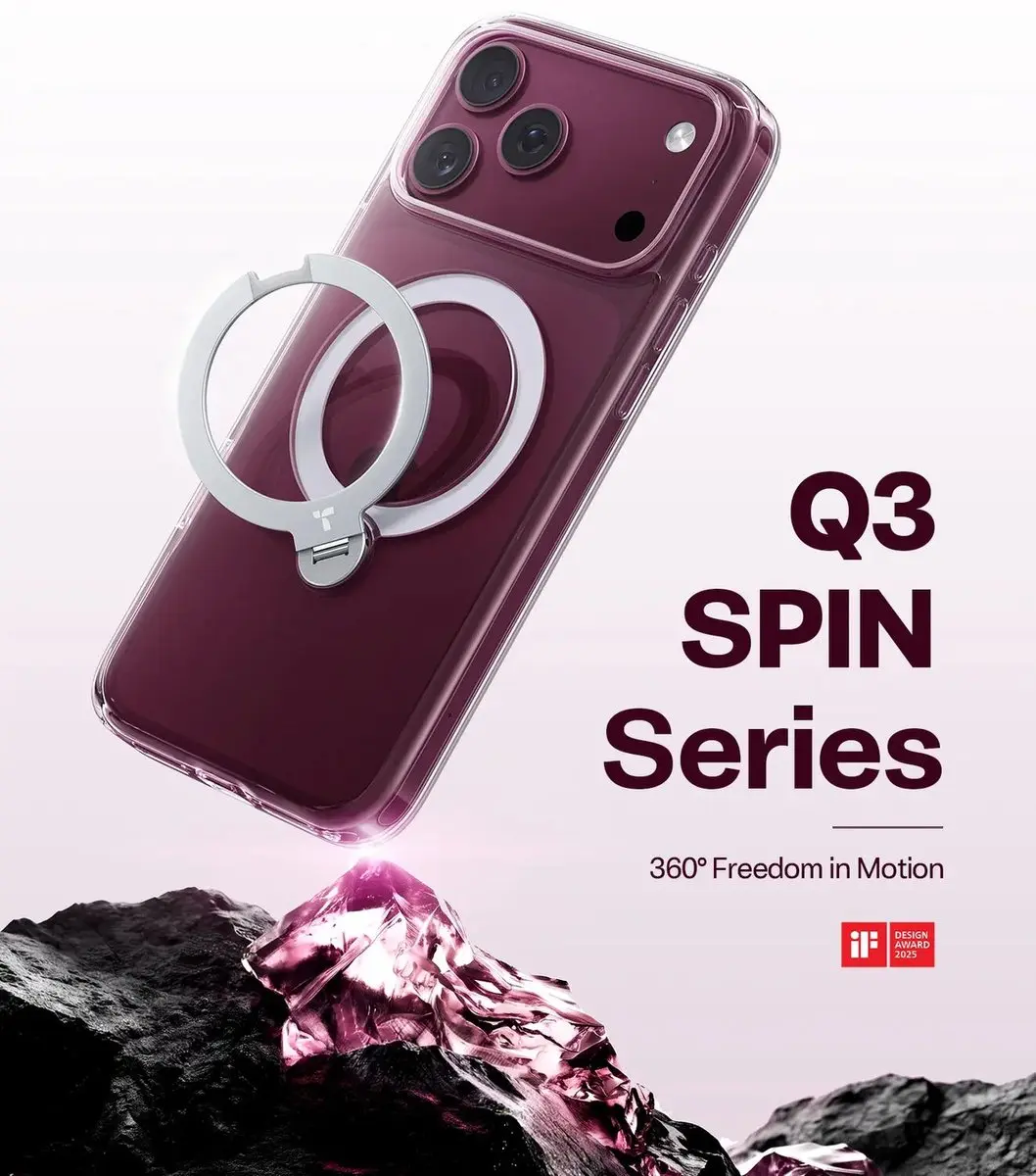 Torras UPro Ostand Q3 Spin Hoesje iPhone 18 Pro Max - Transparant