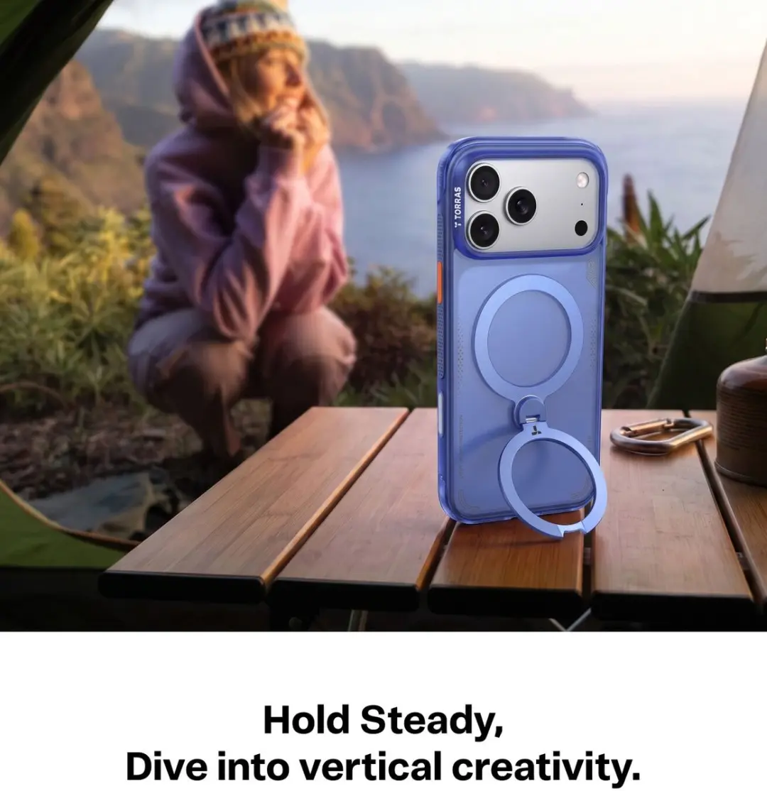 Torras Ostand Q3 Air Spin Hoesje iPhone 18 Pro Max - Blauw