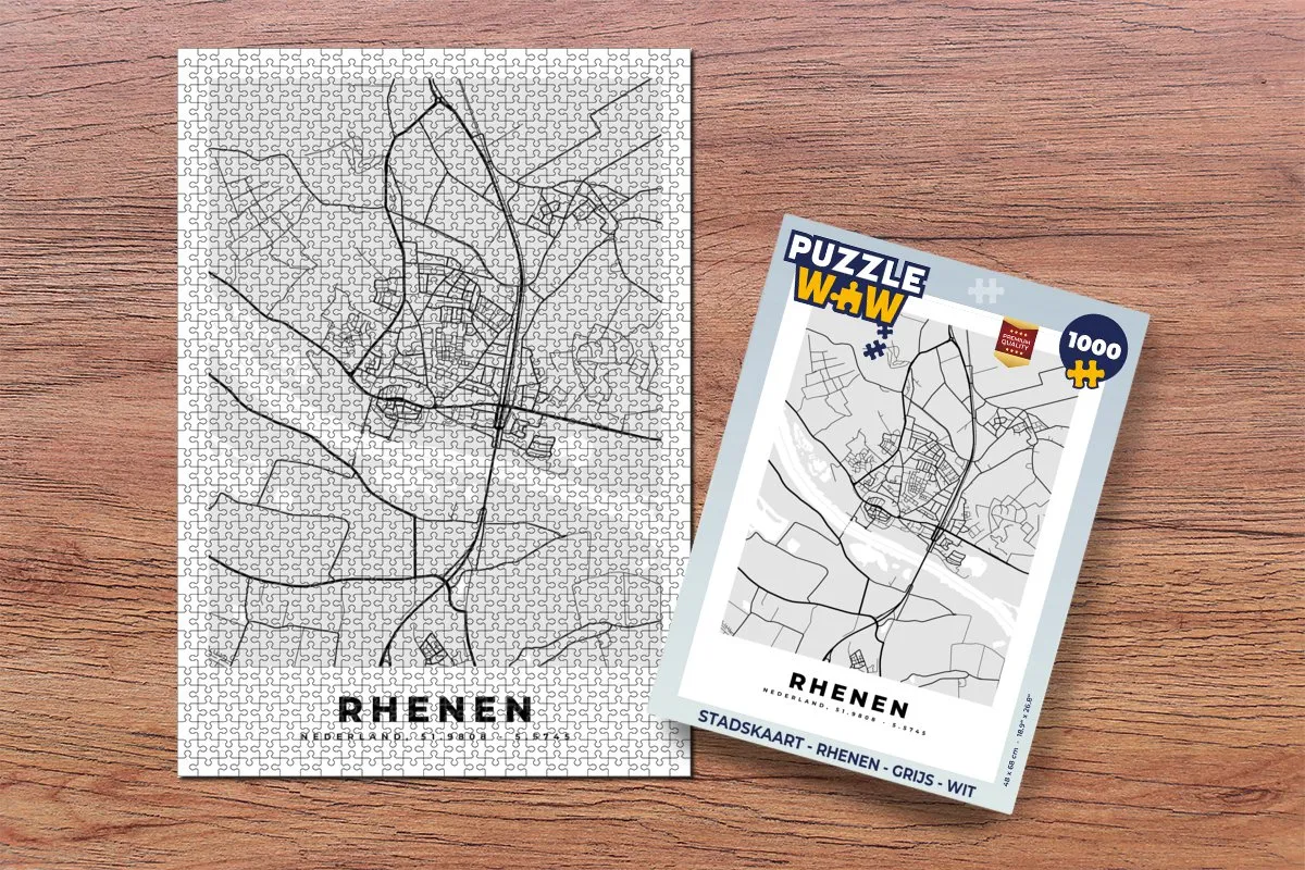 PuzzleWow Stadskaart Rhenen Legpuzzel 1000 Stuks - Multicolor