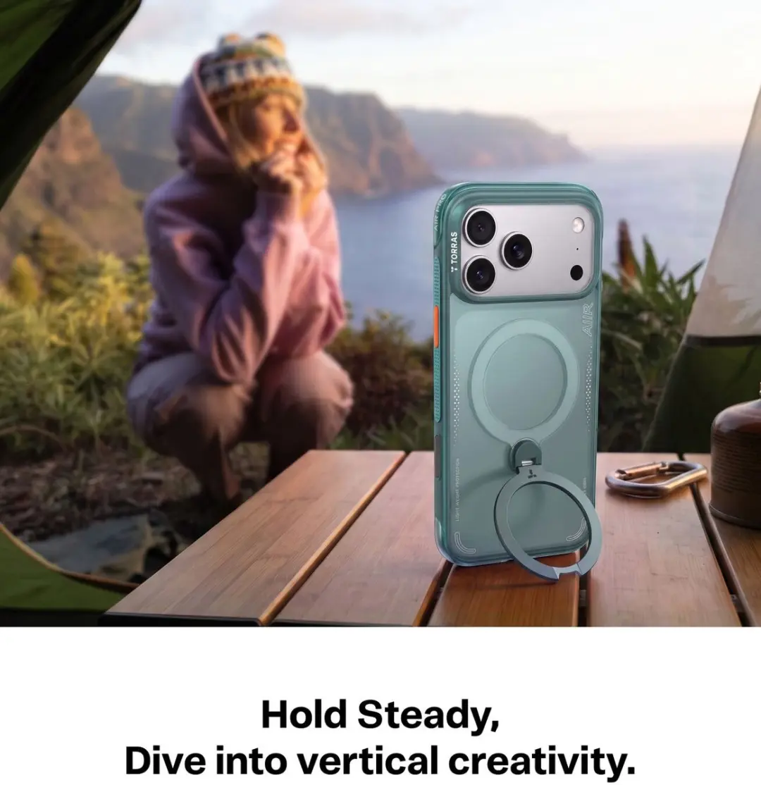 Torras Ostand Q3 Air Spin Hoesje iPhone 18 Pro Max - Groen