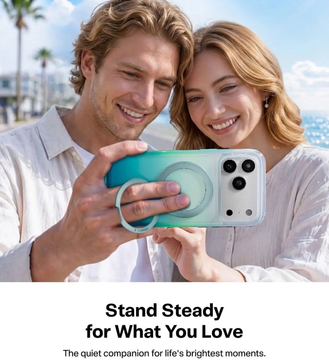 Torras O3 Air Gradient Hoesje iPhone 18 Pro Max - MagSafe/Qi2 - Groen Blauw