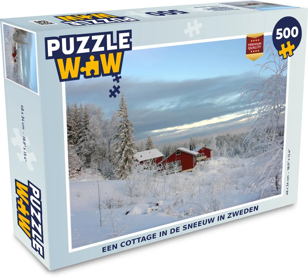 PuzzleWow Cottage in de Sneeuw Zweden Legpuzzel 500 Stuks